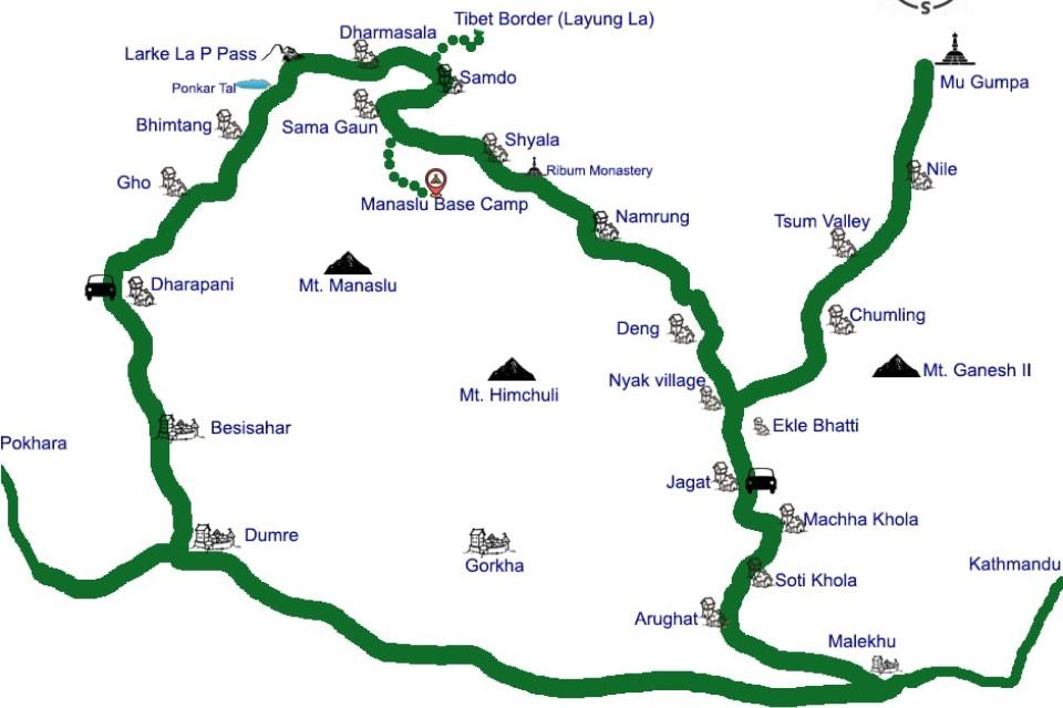Manaslu Circuit Trek Route Map